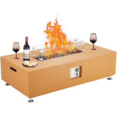 Propane Fire Pit Table with Wind Guard and Rain Cover, Glass Beads, Sturdy Steel Anti-Rust Finish, CSA Safety Certified for Patio Yard Garden