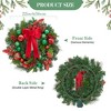 COZONY 22 Inch Pre-Lit Christmas Wreath with Red Green Balls & Velvet Ribbon, Battery Lighted Decor - 3 of 4