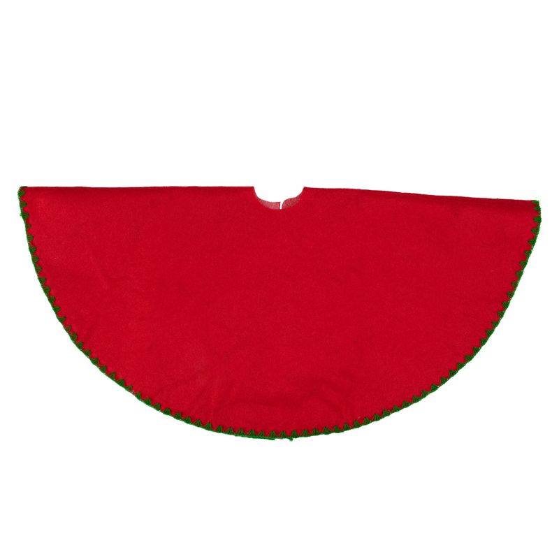 Northlight 26-Inch Red with Green Shell Stitching Mini Christmas Tree Skirt With a Hook and Latch Closure, 1 of 4