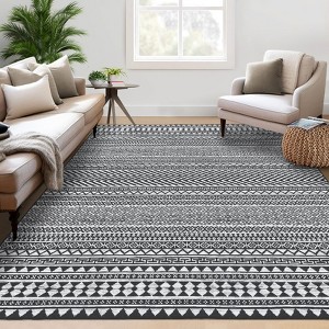 Small Throw Rug for Bedroom Kitchen Entryway - Boho Vintage Non-Slip Washable Mat, Oriental Soft Stain Resistant Low Pile Carpet - 1 of 4