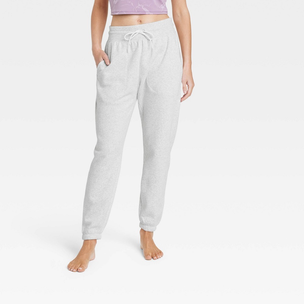 Women's Mid-Rise Fleece Joggers - All in Motion Heathered Gray S