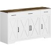 Garvee 55 Inch Buffet Cabinet with Drawers Large Wood Storage Sideboard Adjustable Shelves Whitewashed Finish, White - 2 of 4