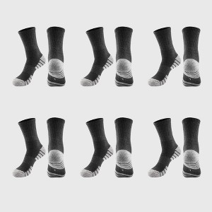 Anna-Kaci Men's Crew Athletic Socks 6pk with Accents - Gray - 1 of 4