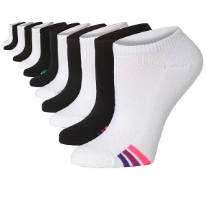 Tipi Toe Women's 12-Pack Black and White With Multi-Colored Stripes No Show Athletic Socks - 1 of 1