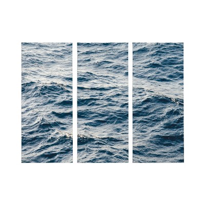Set of 3 Coastal Ocean Waves Canvas Wall Art