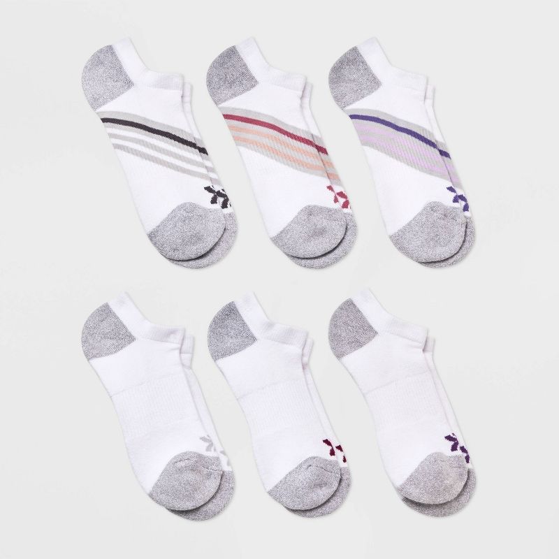 Women's 6pk Varsity Striped No Show Athletic Socks - All In Motion™ 4-10, 1 of 5