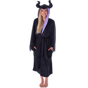 Disney Villains Women's Maleficent Costume Fleece Plush Robe Bathrobe - 1 of 4