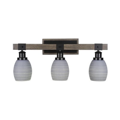 Toltec Lighting Tacoma 3 - Light Vanity in  Black/Painted Wood with 5" Gray Matrix Shade