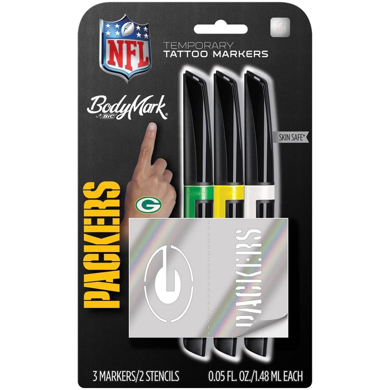 NFL Green Bay Packers Temporary Tattoo Marker - 3pk, 1 of 5