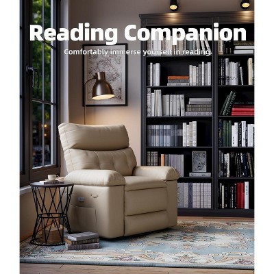 Oversized Recliner Chairs with Massage and Heat - 360° Swivel Lazy Rocking Chair for Adults with Remote Control for Living Rooms - Beige