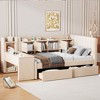 MAYEERTY Twin Size Upholstered Daybed, Drawers Shelves Flip Cabinets Side Table, Bedroom, Beige - 2 of 4