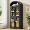 Garvee Arched Bookshelf with Doors and Drawers Farmhouse Bookcase Display Storage Shelves 71.4in Tall Wooden Rounded Bookcases for Home Office - 3 of 4