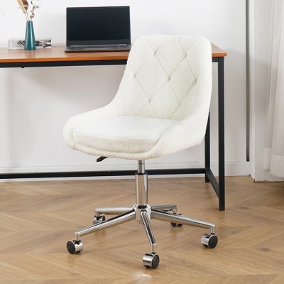 Racxily Armless Office Chair, Velvet Office Desk with Wheels, Adjustable Swivel Accent Chairs, Vanity Seat for Small Spaces