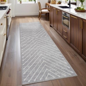 Modern Geometric Area Rug Farmhouse Stripe Area Rug Living Room Stain Resistant Non-Slip Carpet for Bedroom Dining Room - 1 of 4