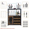 Living Room Wine Bar Rack Cabinet w/ Storage Space & Detachable Wine Rack, Coffee Bar w/ Glass Holder, 3-Tier Kitchen Buffet Cabinet - 4 of 4