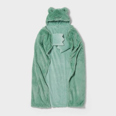 Frog Kids' Hooded Blanket Green - Pillowfort™