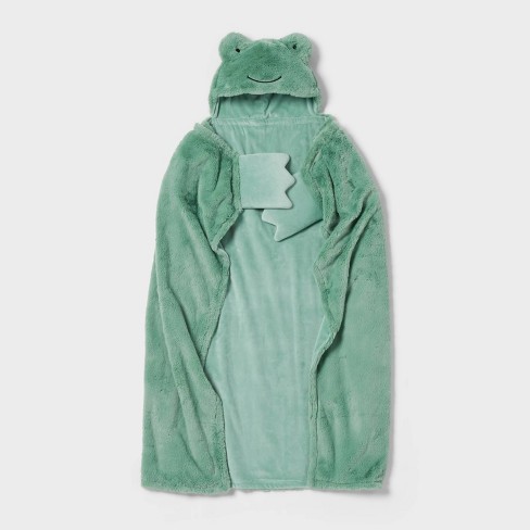 Frog Kids' Hooded Blanket Green - Pillowfort™ - image 1 of 3