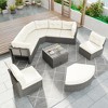 9-Piece Patio Rattan Furniture Set, Modular Sectional Sofa with Cushions, Center Table for Outdoor Lawn, Backyard & Pool Area, Beige/Gray - ModernLuxe - 2 of 4