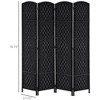NicBex 6' Tall 4-panel Room Divider for Home, Wicker Weave Divider for Room Separation, for Home & Office, Black - 3 of 4