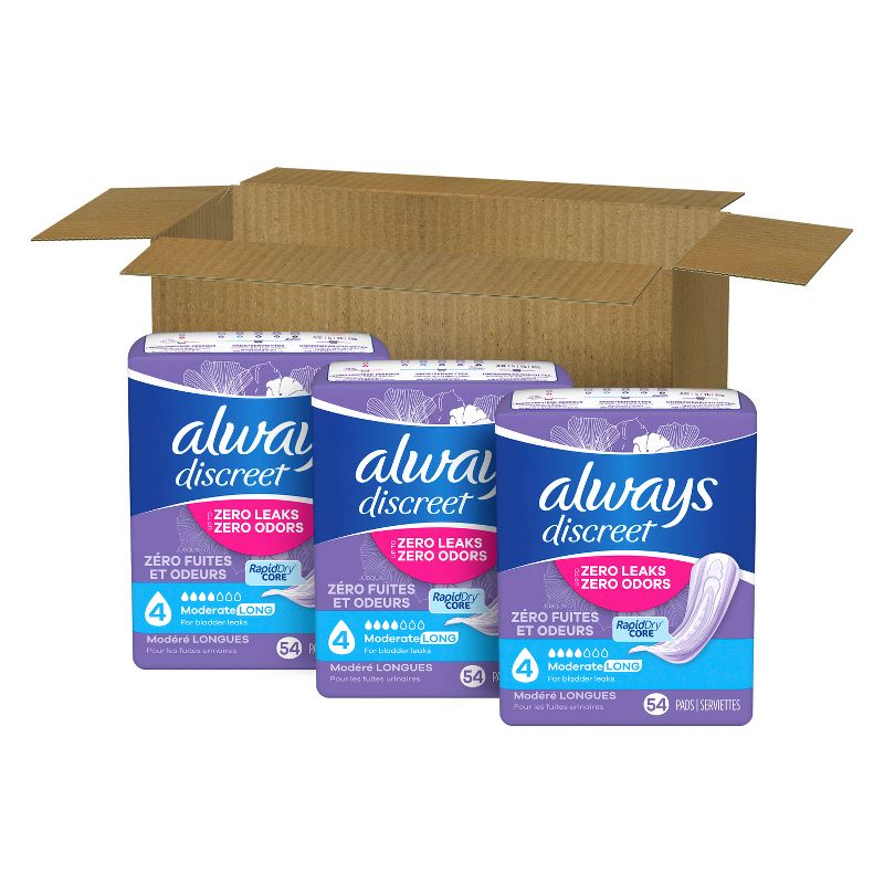 Always Discreet Incontinence & Postpartum Incontinence Pads for Women - Moderate Absorbency - Size 4, 3 of 15