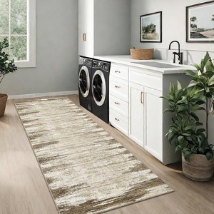 Modern Abstract Washable Rug – Non-Slip, Low Pile, Non-Shedding, Distressed Thin Design for Living Room, Bedroom, Dining Room, Office. - 1 of 4