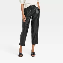 Women's High-Rise Faux Leather Tapered Ankle Pants - A New Day™