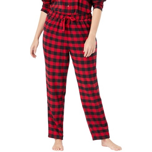 ADR Women's Plush Fleece Pajama Bottoms with Pockets, Winter PJ Lounge  Pants Moose Large