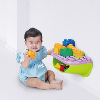 UNiPLAY Building Blocks Shelf with Storage 11pc Set, Infant and Toddler Sensory Toy and Storage Bin, Ages 3 Months and Up