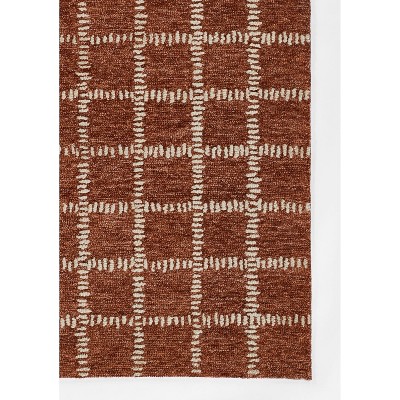 Rust and Beige Geometric Hand-Tufted Wool Rug, 5' x 8'