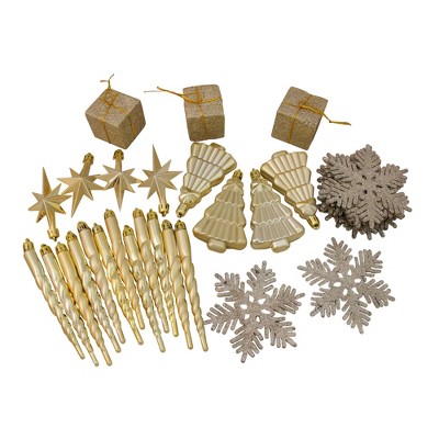 Champagne Gold Shatterproof 125-Piece Christmas Ornament Set