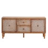 Racxily Rattan TV Stand, Mid-Century Distressed Wood Media Console with Drawer & Door for Living Room - 2 of 4