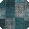Teal Blue Aqua And Charcoal Patchwork Washable Indoor Outdoor Area Rug - 4 of 4
