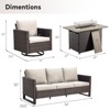4 Pieces Patio Furniture Set with Fire Pit Table, Outdoor Furniture Set with Rocking Swivel Chairs, Wicker Patio Set with 4'' Thickened Cushion - 3 of 4