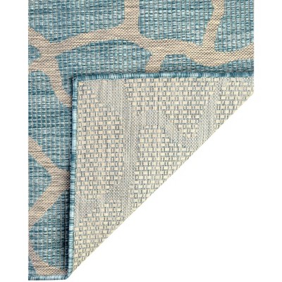 Light Aqua Rectangular Stain-Resistant Outdoor Rug 4' x 6'