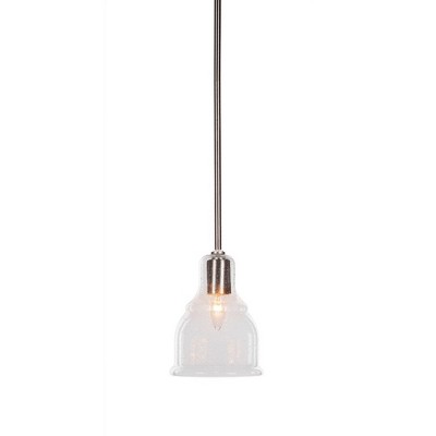 Toltec Lighting Palisade 1 - Light Pendant in  Brushed Nickel with 7.25" Clear Bubble Shade