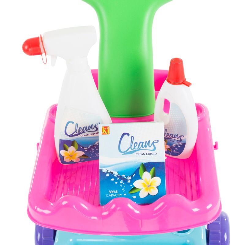 Toy Time Kids' Pretend Cleaning Set – Play Housekeeping and Janitor Accessories Cart With Broom, Mop, and Dustpan, 5 of 6