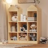Toy Storage Organizer 8-Cubby Kids Bookshelf Natural Bookcase Toddlers Playhouse Cabinet Shelf for Boys Girls Wooden Cubby Storage - 3 of 4