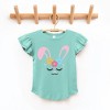 The Juniper Shop Bunny Face With Flowers Toddler Flutter Sleeve Tee - 2 of 2