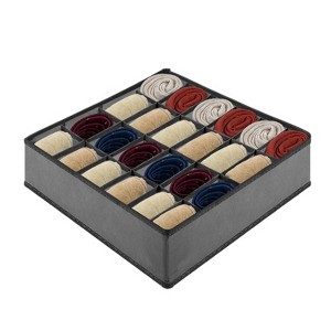 Garnen Drawer Organizer Clothes, 24 Cell Dresser Organizer Bins Divider for Socks Underwear Organizers, Baby Nursery Closet Organizer & Storage, Gray - 1 of 4