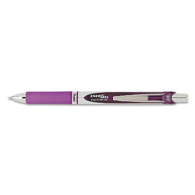 Pentel EnerGel RTX Retractable Liquid Gel Pen .7mm Black/Gray Barrel Violet Ink BL77V