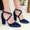 Sina - Dark Blue Velvet Criss Cross Heels | Forever & Always Shoes - 3 of 4