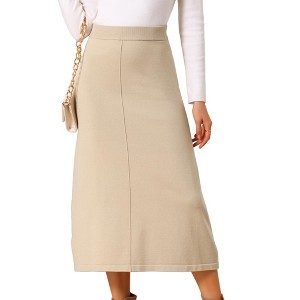 INSPIRE CHIC Women's A-Line Elastic High Waist Stretchy Ribbed Knit Midi Skirt - 1 of 4