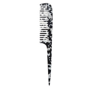 Unique Bargains Women's Acetate Wide Tooth Hair Comb Black White 1 Pc - 1 of 4