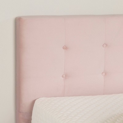 Pale Pink Velvet Upholstered Twin Platform Bed with Headboard