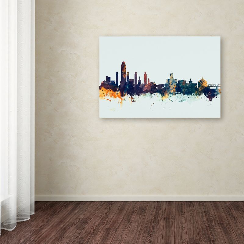 Trademark Fine Art -Michael Tompsett 'Albany New York Skyline Blue' Canvas Art, 3 of 4