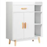 Costway Floor Storage Cabinet Free Standing Cupboard Chest w/1 Drawer 2 Doors 3 Shelves