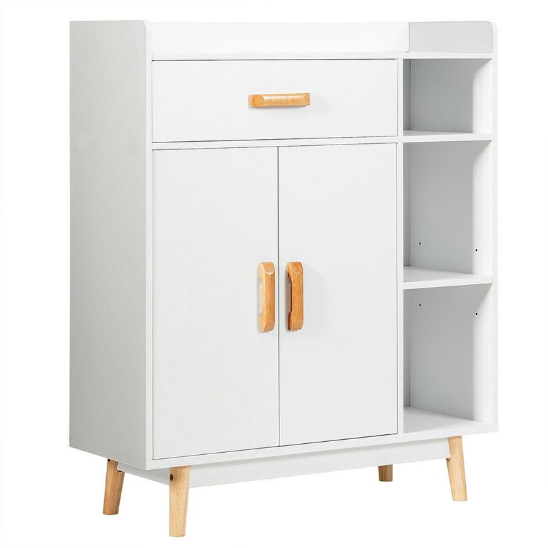 Costway Floor Storage Cabinet Free Standing Cupboard Chest w/1 Drawer 2 Doors 3 Shelves, 1 of 11