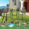 3PCS Patio Rattan Bar Furniture Set Slat Table 2 Cushioned Stools Poolside Gray - 4 of 4
