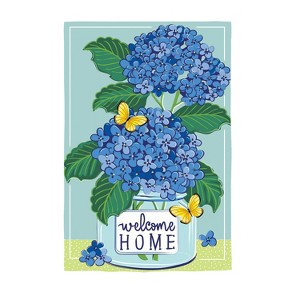 Welcome Home Hydrangeas Burlap House Flag - 1 of 1