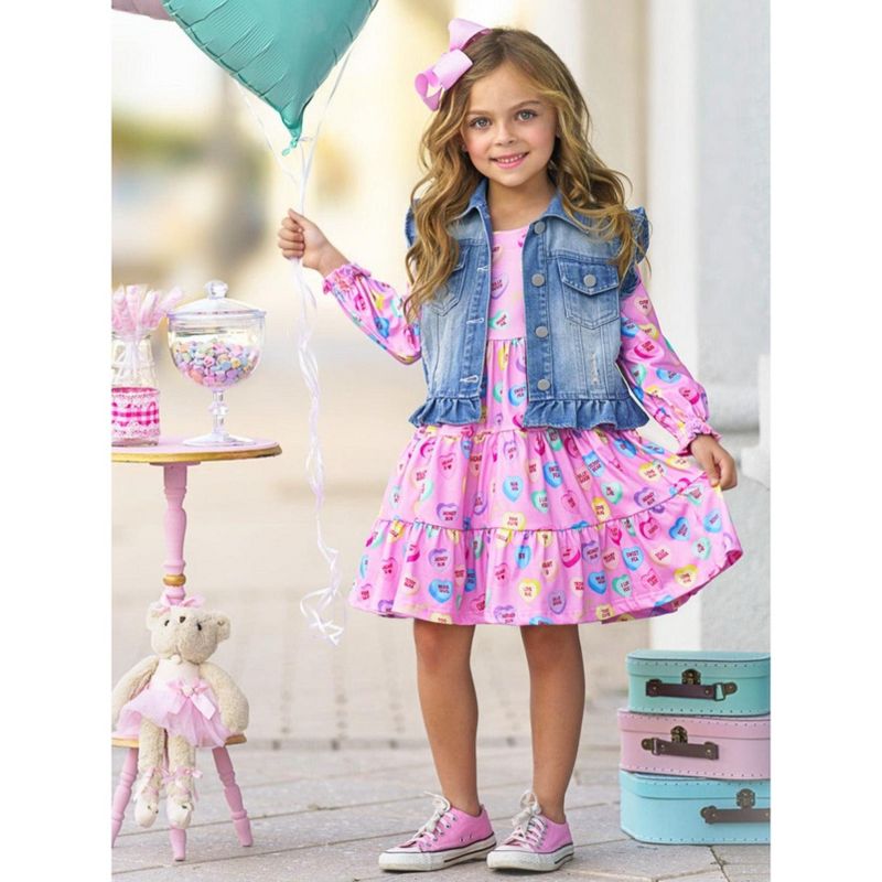 Girls Sweethearts x Mia Belle Girls Darling Valentine Vest And Dress - Mia Belle Girls, 3 of 6
